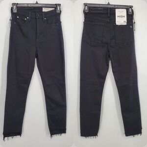Women'S Rag & Bone Nina High-Rise Ankle Cigarette Size 26 Black Denim NEW C2